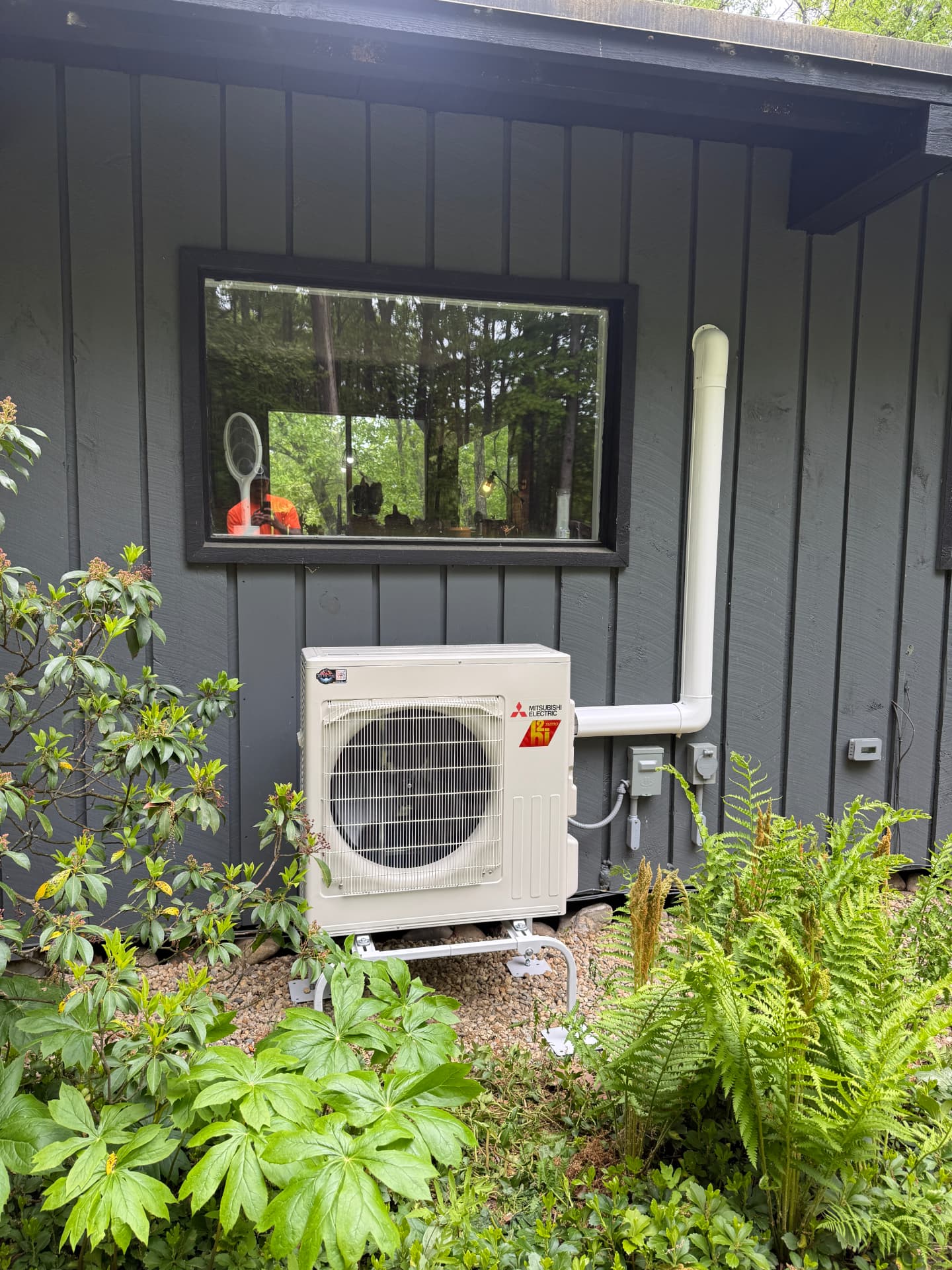 Mitsubishi hyper-heat condenser with tidy conduit and disconnects